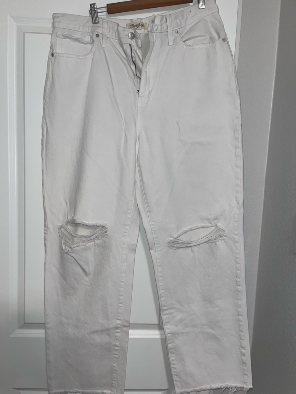 Madewell baggy straight leg white jeans